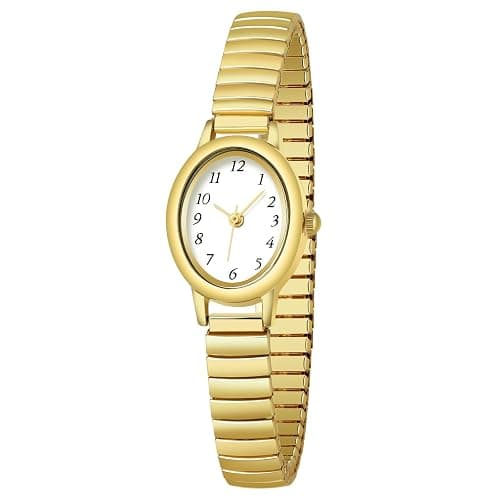 TWOPTION Gold Watches for Women, Waterproof Women's Easy Reader Watch Analog Women Watch with Alloy Steel Expansion Band - Image 1