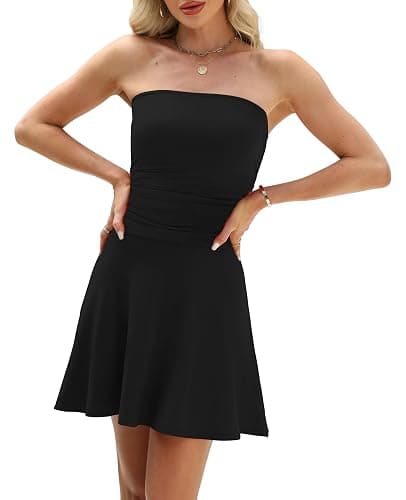 OFEEFAN Womens Tube Dresses Strapless Homecoming Graduation Formal Party Club Mini Dress Date Outfits thumbnail 3