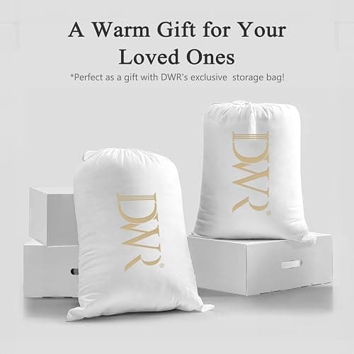 DWR Superior Luxury Feather Down Comforter Queen Size, Ultra-Soft Rose-Silk Cotton Blend Fabric, High FP All Season Medium Warmth Bed Duvet Insert(90"x90", White) thumbnail 9