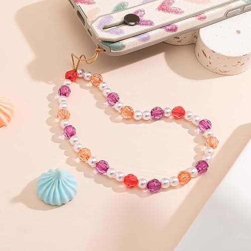 Staqlo Beaded Phone Charm Cute Fixed Beads Pearl Wristlet Chain Camera Wrist Strap CarKey Lanyard thumbnail 5
