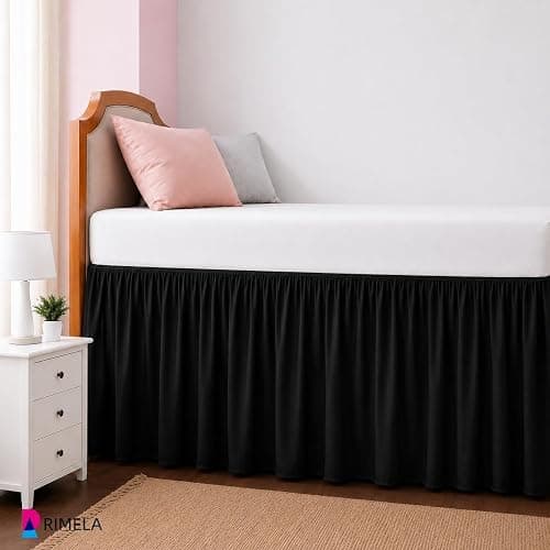 RIMELA Black Platform Dorm Bed Skirt Twin XL 25 Inch Drop, Extra Long Bedskirt with Split Corner for Raised & Lofted Bed, Bedroom Decor for Hide Clutter & Provides Privacy, Soft, Machine Washable thumbnail 6