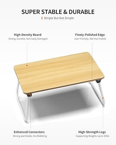 FISYOD Foldable Lap Desk, Laptop Bed Desk, Portable Bed Table, Laptop Stand for Bed & Couch, Lightweight & Mini - Oak - Oak - Medium thumbnail 6