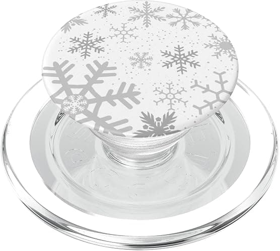 Snowflakes Christmas Winter Ice Gray Snow Frost White PopSockets PopGrip for MagSafe - Image 1