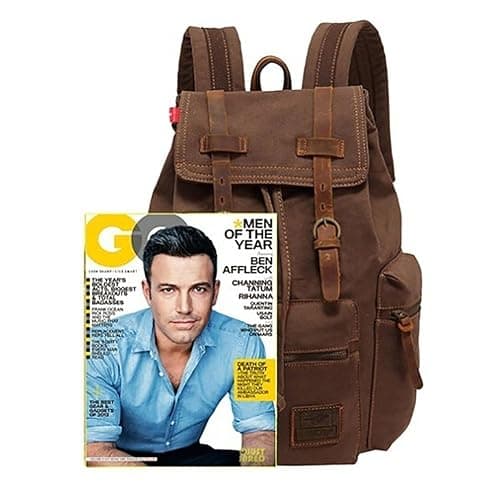 YUHAN Canvas Backpack Unisex Vintage Casual Rucksack Laptop Daypacks MacBook Bag Schoolbag Student Bookbag Satchel Hiking Camping Bag Coffee thumbnail 4