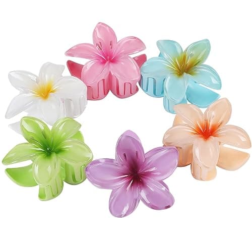 Sisiaipu Flower Hair Clips for Women 6 Pcs Hawaiian Large Claw Clips Plumeria Medium Hair Claw Clips for Thick Thin Hair Hibiscus Tropical Beach Hair Accessories for Women Girls and Girls (ABS) thumbnail 4