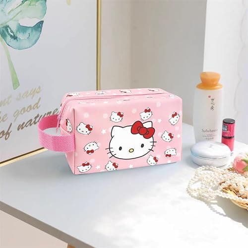 Toiletry Bag & Spa Headband, Cute PU Leather Ttravel Makeup Bag, Soft Makeup Headband for Washing Face, Gifts for Women Girls - A thumbnail 5