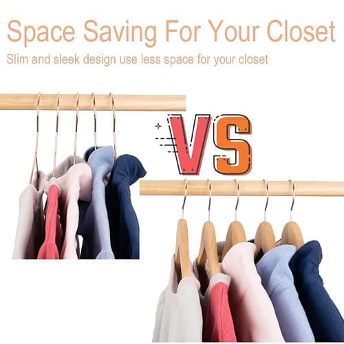 Koobay 16.5" Rose Gold Copper Clothes Hangers - 30 Pack,Heavy Duty Strong Metal Hanger for Storage Display Sling Organization of Coat Shirts Dresses Jacket Elegant Standard Suit Accessory - 30 thumbnail 3