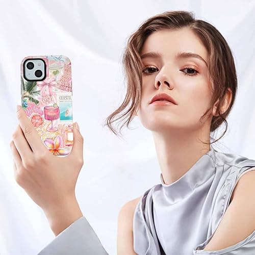 Dahimomo Summer Cute Phone Case for iPhone 14/iPhone 13 6.1", 2-in-1 Girly Aesthetic College Pink Bow Design Pattern, Camera Lens Protective Shockproof Bumper Slim Cover for Girl Women thumbnail 6