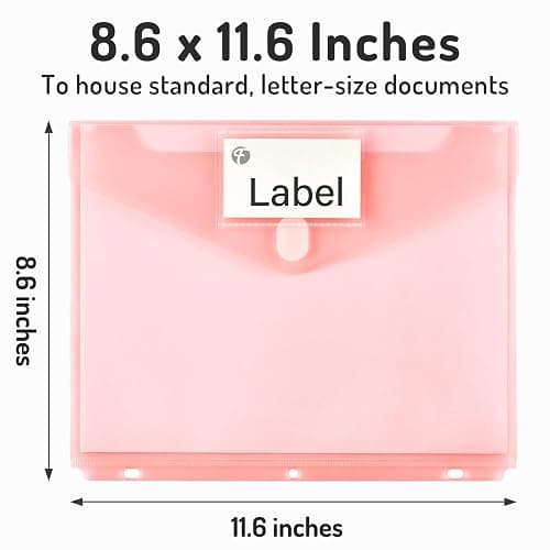 Forvencer Binder Pocket, 10 Pack Super Heavyweight Plastic Folders with Tight Closure, Binder Folders Side Loading, 3 Ring Binder Pocket, Binder Dividers with Pockets, Letter Size, Pastels Series thumbnail 2