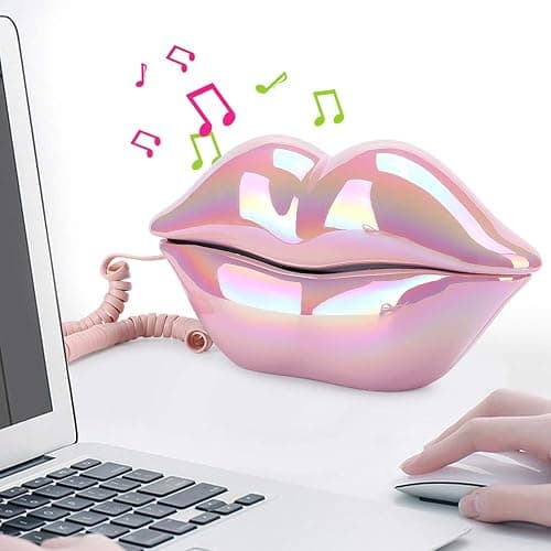 Corded Sexy Lip Telephone, Real Work Mouth Landline Phones, Wired Lip Phone for Decoration/Home/Office/Art Decor thumbnail 2