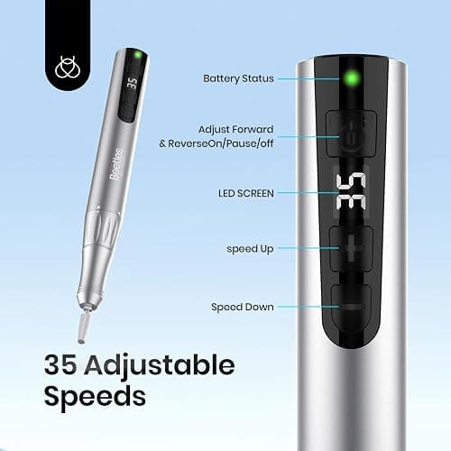 Beetles Electric Cordless Nail Drill, 35 Adjustable Speeds Portable Nail File for Acrylic Gel Nails Professional Efile Nails Drill Kit with Bits Dust Brush Manicure Pedicure Tools for Home Salon Use thumbnail 6