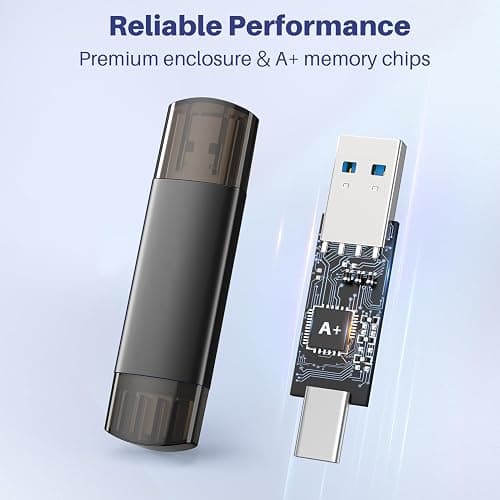 JOIOT 64GB USB C Flash Drive Dual USB 3.0 Flash Drive Type C + USB A Portable Type-C Flash Drive 2-in-1 USB-C Thumb Drive for Smartphone Tablet Computer Mac iPhone Black (5 Pack) thumbnail 4