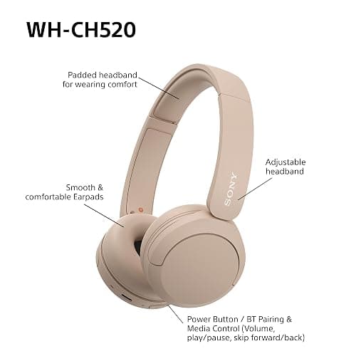 Sony WH-CH520 Wireless Bluetooth On-Ear Headphones, Lightweight Design, Up to 50hr Battery Life, Quick Charge, EQ, Clear Call Quality, iOS & Android - Beige thumbnail 9