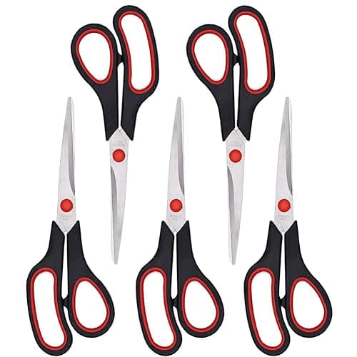 Scissors, Multipurpose office Scissors,8.5 Inch Ultra Sharp Shears, Comfort-Grip Handles Household scissors，Sturdy Sharp Craft Supplies - Pack of 5, Right/Left Hande - Image 1