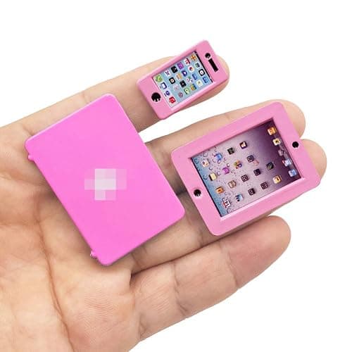 3 Pack Dollhouse Mini Laptop Tablet and Smart Phone Scene Computer Simulation Accessories for Doll 1/6 1/12 Miniatures Silver thumbnail 3