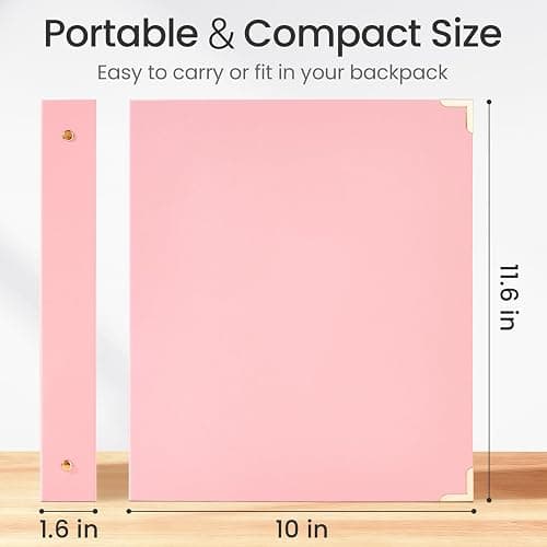 Sooez 2 Pack 3 Ring Binder with Metal Corners, Cute 1 Inch Binders Fits 175 Sheets of Paperwork, Three Ring Recipe Binder with Pocket for Women School Office Supplies, 8.5" x 11", Pink & Purple thumbnail 3