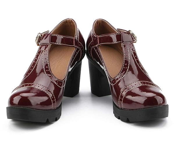DADAWEN Women's Classic T-Strap Platform Mid-Heel Square Toe Oxfords Dress Shoes thumbnail 4