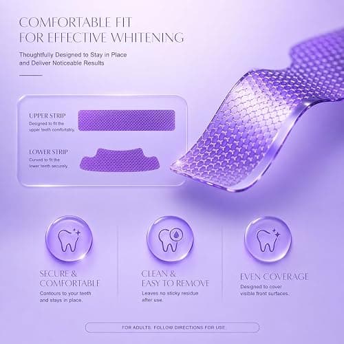 Purple Teeth Whitening Strips, Teeth Whitening Strips Removes Yellow Stains & Bad Breath, Gentle Teeth Whitening in 30 Minutes, Enamel Safe for Sensitive Tooth, Non-Slip Mint, 28 Strips (28 Strips) thumbnail 5