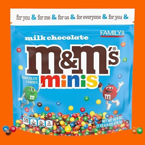 M&M'S MINIS Milk Chocolate Candy Assortment, Family Size, 16.9 oz Resealable Bulk Chocolate Candy Bag thumbnail 3