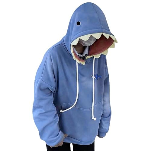 Women Cute Shark Hoodie Unisex Casual Long Sleeve Hooded Sweatshirt Kawaii Animal Sweatshirts Casual Pullover Top - Image 1