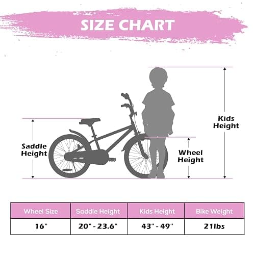 WEIZE Kids Bike, 16 20 Inch Children Bicycle for Boys & Girls Ages 4-12 Years Old, Rider Height 41-62 Inch, Adjustable Seat & Handlebars, Coaster Brake, Multiple Color Options thumbnail 5
