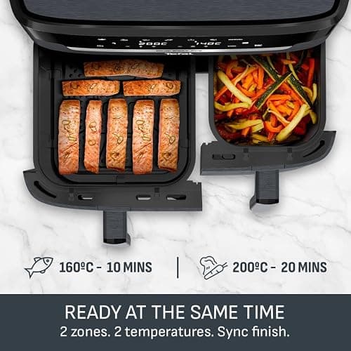 Tefal XXL 11L Dual Drawer Air Fryer, 7 Preset Programs, Oil-Free | 6.5L and 4.5L Drawers, Serves 8 to 10, Frying, Baking, Heating, Drying, 40-200C Manual Control, Dishwasher Safe thumbnail 6