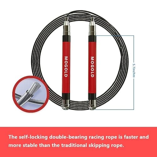MOGOLD 2-in-1 Speed Rope: 2mm for Boxing/MMA & 3mm for CrossFit - Tool-Free Adjustable Cable System with Dual Bearings - Sweatproof Hybrid Grip for High-Intensity Training thumbnail 2