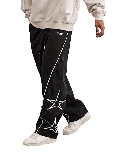 SOFIA'S CHOICE Men's Baggy Pants Wide Leg Striped Star Casual Y2k Pant with Pocket Streetwear thumbnail 3