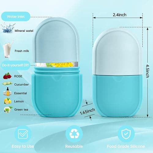 Ice Roller for Face and Eye,Facial Beauty Ice Roller Skin Care Tools, Facial Cube, Gua Sha Face Massage, Silicone Ice Mold for Beauty (Blue) thumbnail 3
