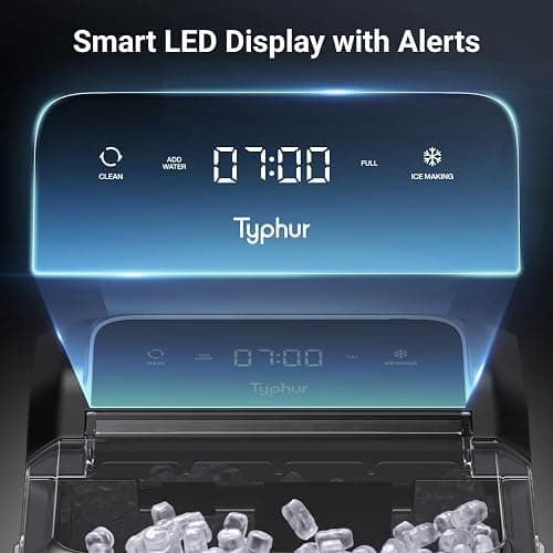 Typhur Fast Nugget Ice Maker Countertop with Self-Cleaning Pump, 35lbs/24H Crushed Pebble Ice Machine with Pellet Ice, 8 Packs Cleaner, Dual Ice Scoops for Home, Kitchen, Party, RV, Stainless Steel thumbnail 7