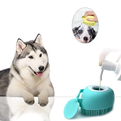 ELEGX Pet Grooming Bath Massage Brush with Soap and Shampoo Dispenser Soft Silicone Bristle for Long Short Haired Dogs Cats Shower (Pink) thumbnail 5