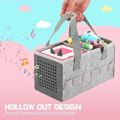 PISOSN Carrying Case for Toniebox Starter Set and Tonies Figurines, Travel Felt Cloth Musical Toy Folding Bag for Toniebox 2 & Accessories (Gray) thumbnail 6