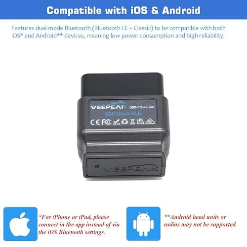 Veepeak OBDCheck BLE Bluetooth OBD II Scanner for iOS & Android, Car Wireless Check Engine Light Code Reader Diagnostic Tool thumbnail 4