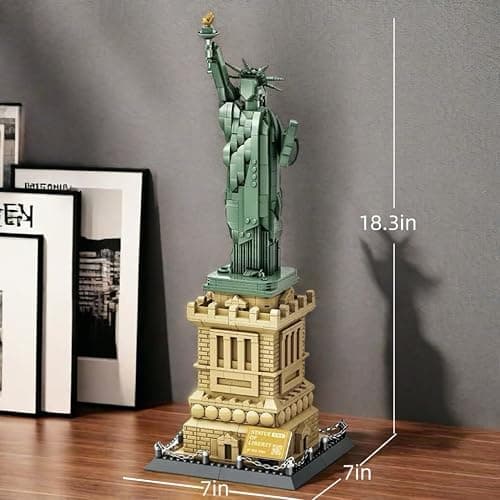 Mantfuty Statue of Liberty Building Blocks Set Famous World Architecture Model New York Landmark Bricks Toy Gifts for Adults(1409 Pieces) thumbnail 3