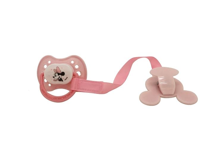 Disney Cudlie Minnie Mouse Baby Girl 4 Pack of 2 Pacifiers & 2 Clips with Sugar & Spice Print thumbnail 4