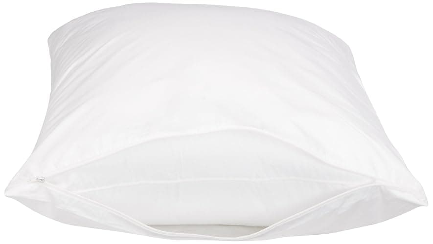Amazon Basics Standard Pillowcase with Zipper, 100% Cotton Hypoallergenic, Pillow Protector, White (27 x 21 Inches), Pillows Not Included - Standard thumbnail 4