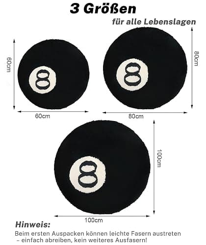 Pinkrin Mikrofaser Runder 8 Ball Teppich - Plüsch und weich, rutschfest 8 Ball Rug Nicht fusselnder, 8ball Rug für Wohnzimmer, Esszimmer, Schlafzimmer, Dekoration, 80 cm thumbnail 2