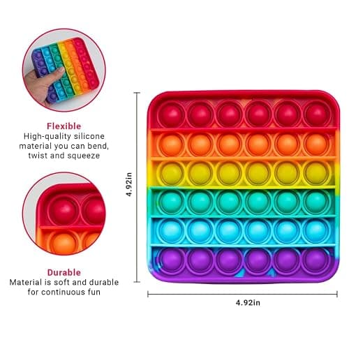 THE FIDGET GAME Popping Mats (4 Pack) - Sensory Toys for Kids with Autism, Stress or Anxiety - Rainbow Popper for Toddlers, Boys, Girls, & Adults thumbnail 2