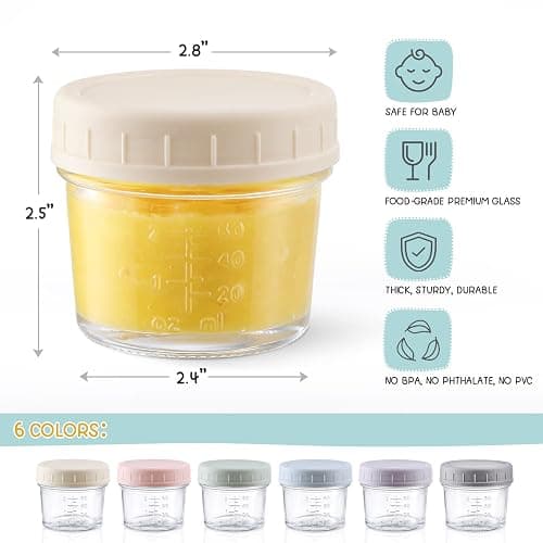 VITEVER 24-Pack Glass Baby Food Storage Containers - 4 oz Baby Food Storage Jars With Lids, Baby Food Maker, Microwave, Dishwasher & Freezer Safe - 24 Pack thumbnail 2