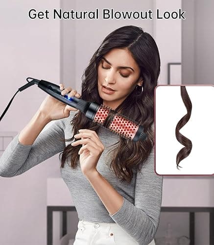 38mm Thermal Brush, Heated Hot Brush, Thermal Round Iron Smooth Shine Volumize Comb, Heated Curling Iron Create Natural Curls, UK Plug Dual Voltage, Rose Black thumbnail 7