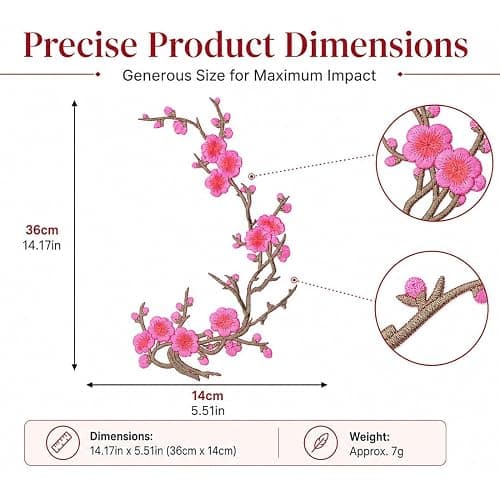 Cherry Blossom Iron Patch,5PCS Cherry Blossom Patches Iron On (5pcs Pink) thumbnail 2