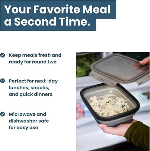 Drip EZ Secondz Collapsible Food Storage Containers – Set of 4, Space-Saving Airtight Meal Prep & Leftover Containers – Microwave, Freezer & Dishwasher Safe, BPA-Free, Locking Lids – Orange thumbnail 3
