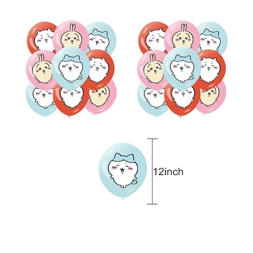 Chikawa Birthday Decorations, Kawaii Cartoon Chikawa Usagi Party Supplies | Includes Banner - Cake Topper - 24 Cupcake Toppers - 18 Balloons thumbnail 7