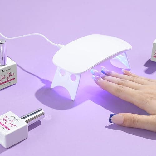 Vansiho Pink French Gel Nails Kit - Short Square French Tip Press on Nails, Nail Gel, Top Coat and Nail Lamp for Gift and Nail Art DIY thumbnail 3