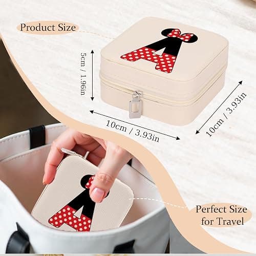 LONGXIN Cute Cartoon Mouse Gifts, Initial Travel Jewelry Case Small Jewelry Box Organizer, Personalized Gifts for Women Teen Girls, Magic Mouse Stuff, Birthday Christmas Gift Ideas, Letter A thumbnail 3
