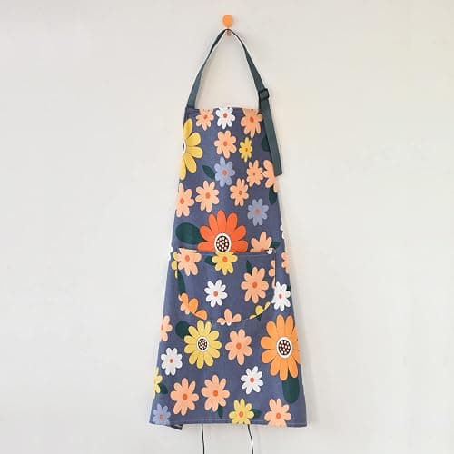 ARBINSON 2 Pack Floral Apron for Women with Pockets, Adjustable Cotton Chef Aprons for Kitchen, Cooking, BBQ & Grill thumbnail 4