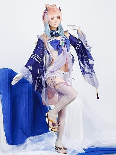 iCosjogo Women Halloween Party Dress for Genshin Impact Cosplay Costume Comic Anime Game Role Play Outfit - X-Small - Sangonomiya Kokomi thumbnail 2