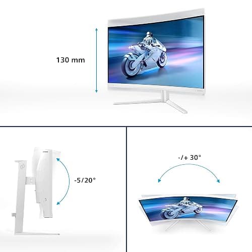 Philips Evnia 27M2C5501-27 inch QHD curved gaming monitor, 180 Hz, 1 ms GtG, FreeSync Premium (2560x1440, 2x HDMI 2.0, 1x DisplayPort1.4) white thumbnail 5