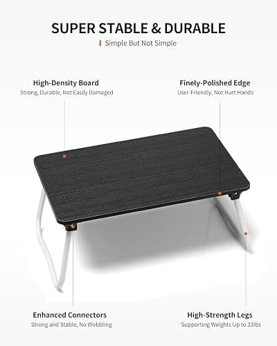 FISYOD Foldable Lap Desk, Laptop Bed Desk, Portable Bed Table, Laptop Stand for Bed & Couch, Lightweight & Mini - Black thumbnail 6