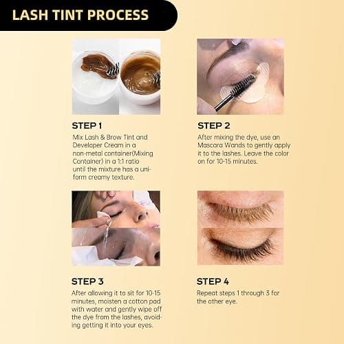 Eyebrow Color Kit, Professional Formula Eyelash and Brow Color Kit with Complete Tools for Salon Or at Home Use, Natural Ingredients Long Lasting Safe & Easy to Use - Brown thumbnail 7